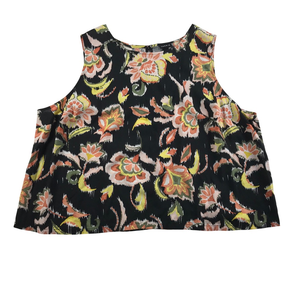 Torrid Washable Challis Shell Top Bella Jaco Deep Black Floral Ikat 2 2X 18-20